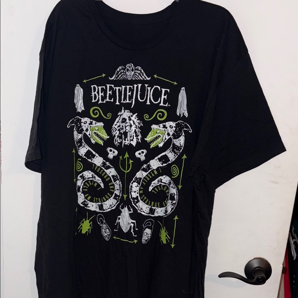 Beetle Juice Halloween movie from 80’s Black Graphic Reptile T-Shirt 3x